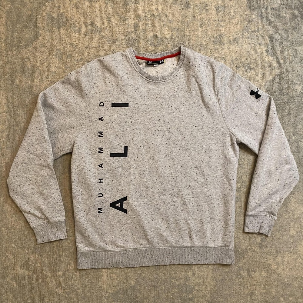 Under Armour Sweatshirt Mens Large Gray Muhammad Ali Fleece Pullover 1270286